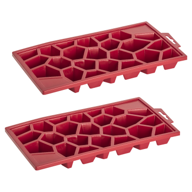 2x Eiswürfelform Eiswürfelschale Ice Tray Kristallform BPA-frei Kunststoff rot