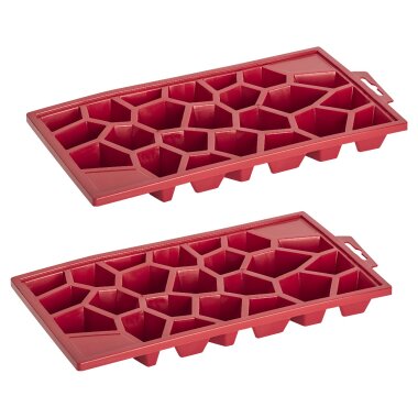 Set 2 x Eiswürfelform Kristallform 23 Würfel BPA frei Kunststoff Rot – Ice Tray für Cocktails & Getränke