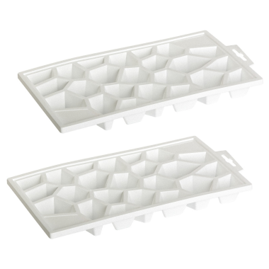 2x Eiswürfelform Eiswürfelschale Ice Tray Kristallform BPA-frei Kunststoff weiß