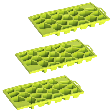 3x Eiswürfelform Eiswürfelschale Ice Tray Kristallform BPA-frei Kunststoff grün