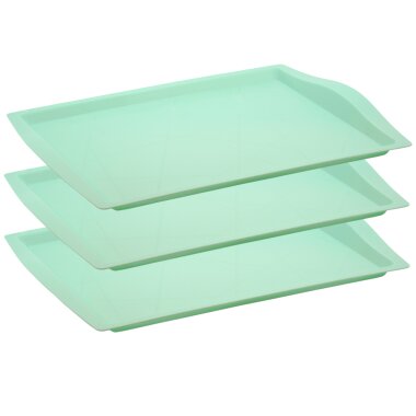 Engelland 3er-Set Serviertabletts 46,5×33 cm – BPA-freier Kunststoff, stapelbar & spülmaschinenfest, Mint