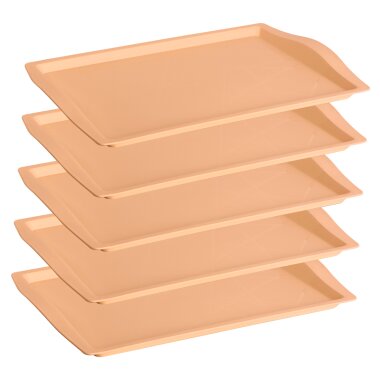 Engelland 5er-Set Serviertabletts 46,5×33 cm – Kunststoff BPA-frei, stapelbar & leicht, Apricot