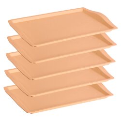 Engelland 5er-Set Serviertabletts 46,5×33 cm – Kunststoff BPA-frei, stapelbar & leicht, Apricot