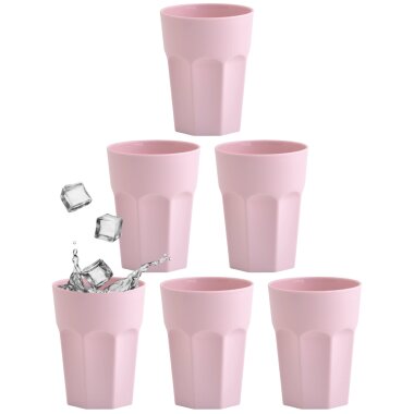 ENGELLAND 6x Kunststoffbecher 250 ml Rosa – stabile, BPA-freie Mehrwegbecher, bruchsicher & spülmaschinenfest