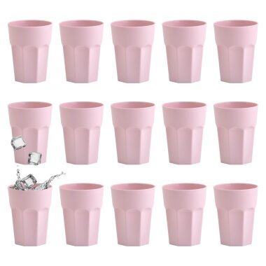 ENGELLAND 15er Set Kunststoffbecher 250 ml Rosa – BPA-frei, bruchsicher & spülmaschinenfest