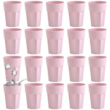 ENGELLAND 20er Set Kunststoffbecher 250 ml Rosa – BPA-frei, bruchsicher & spülmaschinenfest
