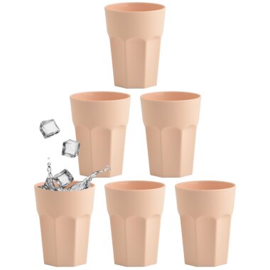 ENGELLAND 6er Set Kunststoffbecher 250 ml Apricot – BPA-frei, bruchsicher & spülmaschinenfest