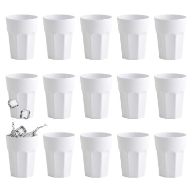 ENGELLAND 15er Set Kunststoffbecher 250 ml Creme – BPA-frei, bruchsicher & spülmaschinenfest