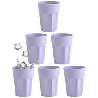 ENGELLAND 6er Set Kunststoffbecher 250 ml Flieder – BPA-frei, bruchsicher & spülmaschinenfest