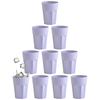 ENGELLAND 10er Set Kunststoffbecher 250 ml Flieder – BPA-frei, bruchsicher & spülmaschinenfest