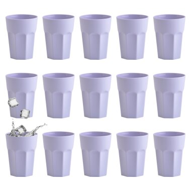 ENGELLAND 15er Set Kunststoffbecher 250 ml Flieder – BPA-frei, bruchsicher & spülmaschinenfest
