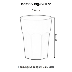 Kunststoffbecher frostweiß Trinkbecher Party-Becher Plastik Trink-Gläser Mehrweg 0,25l