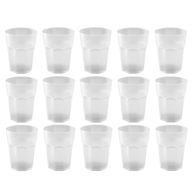 15x Kunststoffbecher frostweiß Trinkbecher Party-Becher Plastik Trink-Gläser Mehrweg 0,25l