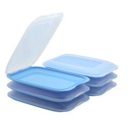 6x Stapelbare Aufschnittbox Frischhaltedose Wurst Behälter Aufschnittdose Blau