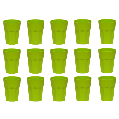 15x Kunststoffbecher Grün Trinkbecher Party-Becher Plastikgläser Mehrweg 0,4l 