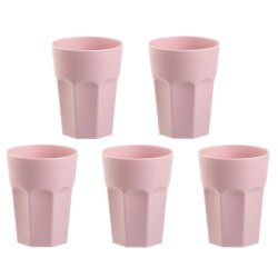ENGELLAND 5er Set Kunststoffbecher 400 ml Rosa –...