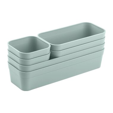 ENGELLAND Schubladen-Organizer 6-teilig Pastellgrün – BPA-frei, modular & platzsparend für Küche, Bad & Büro