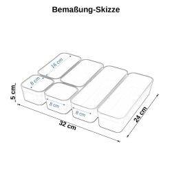 1x Schubladen-Organizer Set Aufbewahrungs-Box Einteiler verstellbar pastell-grün
