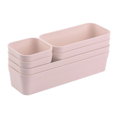 ENGELLAND Schubladen-Organizer 6-teilig Rosa – BPA-frei, modular & platzsparend für Küche, Bad & Büro