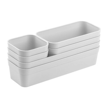 ENGELLAND Schubladen-Organizer 6-teilig Hellgrau – BPA-frei, modular & platzsparend für Küche, Bad & Büro