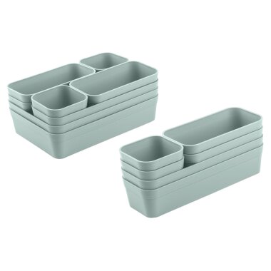 ENGELLAND Schubladen-Organizer Set Pastellgrün – 14-teilig, BPA-frei, flexibel, platzsparend, für Küche, Bad & Büro