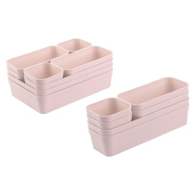 ENGELLAND Schubladen-Organizer Set Rosa – 14-teilig, BPA-frei, flexibel, platzsparend, für Küche, Bad & Büro