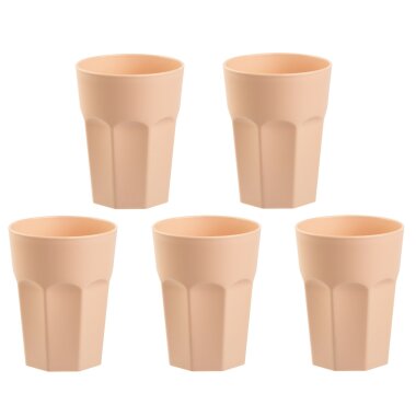 Kunststoffbecher 400 ml Apricot 5er Set, BPA-frei, ideal für Partys & Kinder