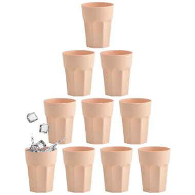 ENGELLAND Kunststoffbecher 400 ml Apricot 10er Set BPA-frei, stapelbar & spülmaschinengeeignet