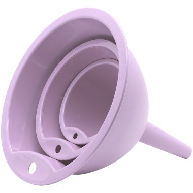 ENGELLAND Trichtersatz 3-teilig Flieder – Küchen-Trichter aus BPA-freiem Kunststoff, flexibel, leicht zu reinigen, ideal für Flüssigkeiten & Pulver