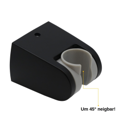 1 x Brausehalter / Wandhalter für Handbrause mit Schraube & Dübel /  modern / neigbar / hochwertiger ABS-Kunststoff / schwarz-grau matt