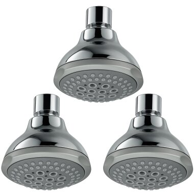 3er Set Design Duschkopf mit Antikalk-Düsen, verchromt, 1/2 Zoll Kopfbrausen für Dusche & Bad
