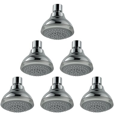 6er Set Design Duschkopf mit Antikalk-Düsen, verchromt, 1/2 Zoll Kopfbrausen für Dusche & Bad