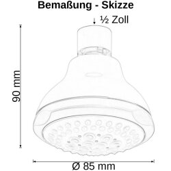 6er Set Design Duschkopf mit Antikalk-Düsen, verchromt, 1/2 Zoll Kopfbrausen für Dusche & Bad