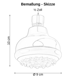 6 x Duschkopf / Brause mit Antikalk - Düsen, 4 Strahlarten, hochwertig verchromt, 1/2 Zoll, Ø 90 mm, 55 Düsen