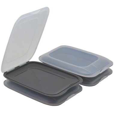 ENGELLAND Aufschnitt Box Anthrazit 4er Set – BPA-frei, stapelbar, spülmaschinen- und mikrowellengeeignet, 25×17×3,3 cm