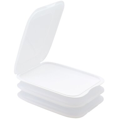 ENGELLAND Aufschnitt Box Weiß 3er Set – BPA-frei, stapelbar, spülmaschinen- und mikrowellengeeignet, 25×17×3,3 cm