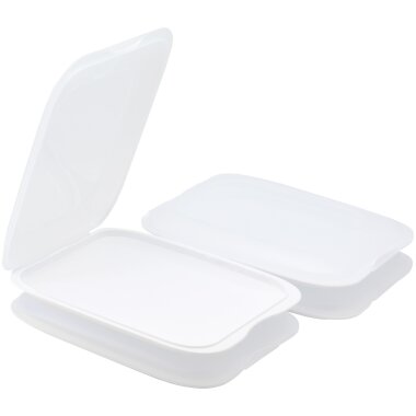 ENGELLAND Aufschnitt Box Weiß 4er Set – BPA-frei, stapelbar, spülmaschinen- und mikrowellengeeignet, 25×17×3,3 cm
