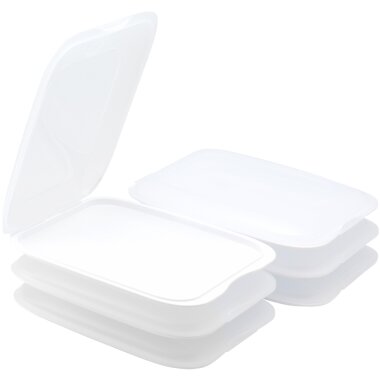 ENGELLAND Aufschnitt Box Weiß 6er Set – BPA-frei, stapelbar, spülmaschinen- und mikrowellengeeignet, 25×17×3,3 cm