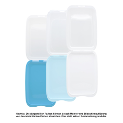 3 x Stapelbare Aufschnittbox, BPA-frei, Frischhaltedose, Wurst Behälter, Aufschnittdose, Farbmix, Hell-Blau, Weiß