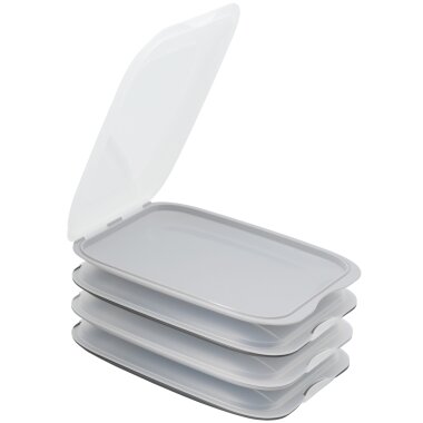 ENGELLAND 4er Aufschnittbox Mix Grau/Anthrazit 25×17×3,3 cm – stapelbar, BPA-frei & mikrowellenfest