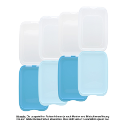 4 x Stapelbare Aufschnittbox, BPA-frei, Frischhaltedose, Wurst Behälter, Aufschnittdose, Farbmix, Hellblau, Blau