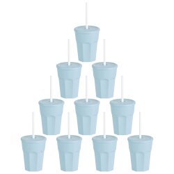 ENGELLAND 10 er Set Trinkbecher Blau mit Deckel &...