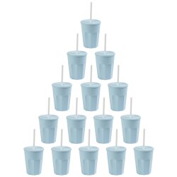 ENGELLAND 15er Set Trinkbecher Blau mit Deckel &...