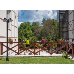 3er Set Blumenkasten für Geländer 28L – Balkon-Pflanzkästen mit Bügel und Wasserspeicher in Anthrazit, Sand und Braun