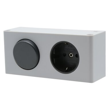 Einbau-Steckdosen-Box mit Schalter, 1x Schuko für Möbel & Spiegelschränke