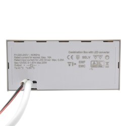 Einbau-Steckdosen-Box mit Schalter, 1x Schuko für Möbel & Spiegelschränke