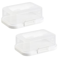 Butterdose 2er Set Weiß mit Deckel BPA-frei...