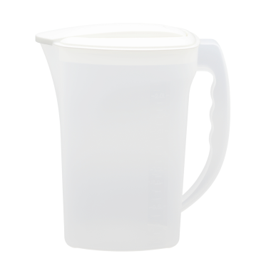 1 x Getränkekrug in der Farbe: Transparent-Weiß / für Saft, Wasser, Eistee, Softdrinks / Kanne, Behälter, Kühlschrankkrug / Multifunktionsbox mit Deckel 2 Liter, BPA-frei, Kunststoff
