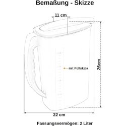 ENGELLAND 3 × Getränkekrug Weiß – je 2 L, BPA-frei, spülmaschinenfest, kältebeständig mit Wipp-Deckel & Füllskala