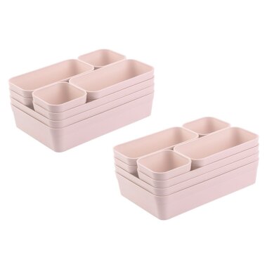 ENGELLAND Schubladen-Organizer 2er Set Rosa, 8-teilig – BPA-frei & stapelbar für Küche, Bad & Büro